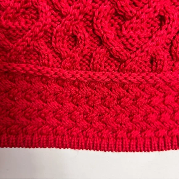 NWT Aran Mor Ireland pure merino wool ruby red high neck sweater L - Picture 11 of 17
